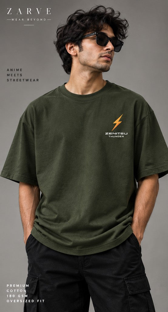 ZARVE Thunder Zenitsu T-Shirt — Olive Green