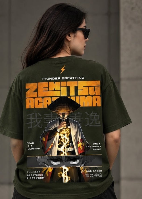 ZARVE Thunder Zenitsu T-Shirt — Olive Green