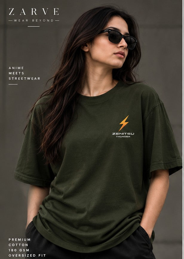 ZARVE Thunder Zenitsu T-Shirt — Olive Green