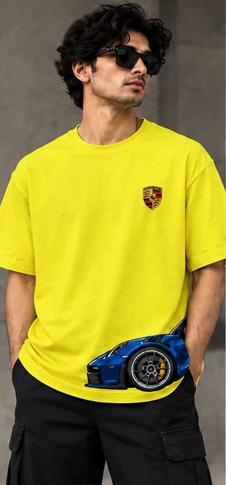 ZARVE Porsche-Inspired Car T-Shirt — Pale Yellow