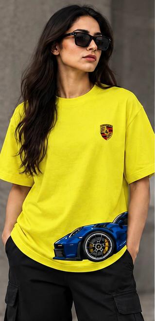 ZARVE Porsche-Inspired Car T-Shirt — Pale Yellow