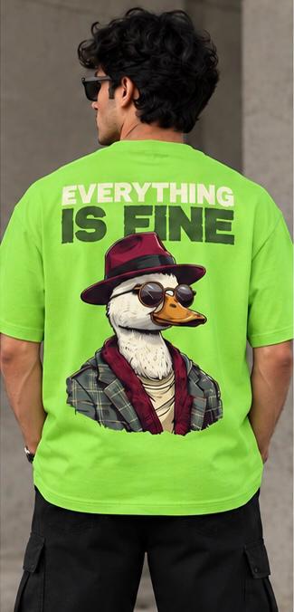 Everything Is Fine Duck Graphic T-Shirt – Kiwi Green