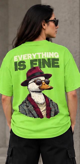 Everything Is Fine Duck Graphic T-Shirt – Kiwi Green